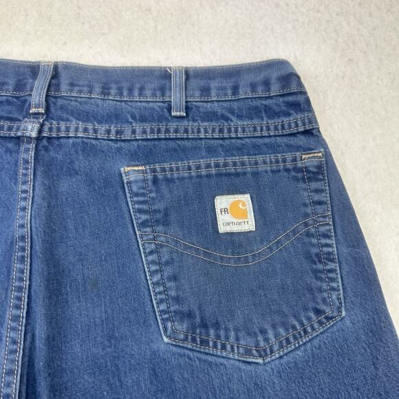 Carhartt Jeans Mens 38 X 34 Blue Denim FR Flame Resistant Straight Leg Workwear - Picture 12 of 12
